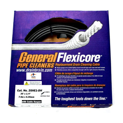 General Pipe Cleaners Flexicore Snake 25ft. x 1/4in. c/w Downhead Fitting 25HE1 - DH - Monument Masters